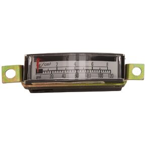 PIC Gauge RECT-120FB 1 ¾" x ½" Horizontal or Vertical Dial, 0/120 psi, 0/8 kg/cm2 Range, 10/32" Back Connection with a Front Bracket Rectangular Pressure Gauge, with a Plastic Case, Brass Internals, and Polycarbonate Lens