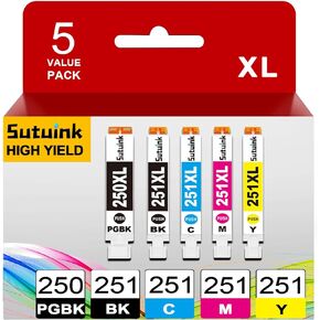 MG6620 Ink Cartridge for Canon PGI-250XL CLI-251XL Compatible Ink Cartridge Replacement for Canon 250 251 Ink use for Canon MG6620 MG5520 MX920 IX6820 MX922 MG5620 MG5522 MG5500 MG5422 (5 Pack)