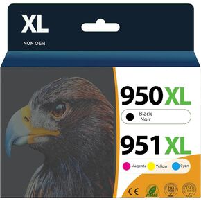 950XL 951XL Combo Compatible for HP 950 XL 951 XL Ink Cartridge Replacement for HP OfficeJet Pro 8600 8610 8620 8100 8630 8660 8640 8615 76DW 251DW (1 Black, 1 Cyan, 1 Magenta, 1 Yellow)