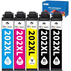 Remanufactured Ink Cartridges Replacement for Epson 202 202XL Ink Cartridges Multipack Compatible for XP-5100 WF-2860 Expression Home XP-5100 Workforce WF-2860 Printer Ink(5-Pack)