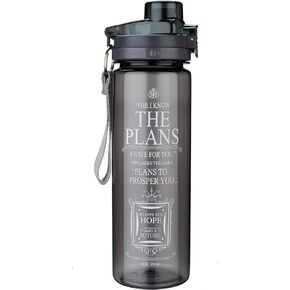 Christian Art Gifts Reusable Plastic Sports Water Bottle with Locking Flip-Top Lid and Carry Strap in Black 28 oz Wide Mouth BPA-Free Bottle with Inspirational Scripture - The Plans -Jeremiah 29:11