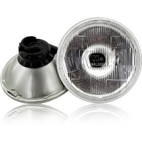 12V MAX House of Semi Sealed Beam Light | H4, 7" Round, Metal Back (Pair) | LED Headlight Case Replacement/Front Light Housing for Vehicles | Universal Fit | Enhanced Visibility and Durability