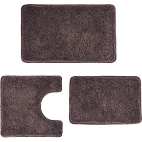 3 Pieces Luxury Bathroom Rug Set with U-Shaped Toilet Rug, Non-Slip Rubber Bottom, Thick Microfiber Fluffy Plush, Water absorption, Quick Dry, Ultra Soft, Bath Mats for Bathroom, Tub(Lake Blue)