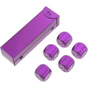 5 Pcs 6 Sided Dice 18mm Aluminum Alloy Metal Dice Set Small Dices with Case for Poker Party Game