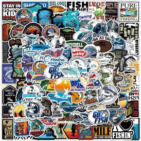 100pcs Fishing Stickers for Trucks Cars Bike Motorcycle Helmet Hard Hat Boats Kayak Vehicles Water Bottles Tackle Box Coolers,Vinyl Waterproof Fishing Stickers for Kids Mens
