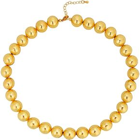 FUNOJOY Gold Beaded Necklace for Women Dainty Choker Necklace,18K Gold Plated Bead Chain Chunky Choker Necklace for Women Fashion Jewelry for Gift