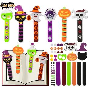 Halloween Crafts for Kids, 24Pack Halloween Bookmark DIY Craft, Halloween Party Favor Trick or Treat, Halloween Goodie Bag Gifts Toys, Halloween Classroom Prizes for Kids Art Activities