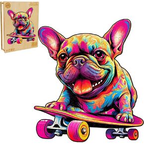 Wooden Puzzles for Adults, French Bulldog Puzzles, Wooden Jigsaw Puzzles for Adults, 100 Pieces Wood Puzzles Adult, Unique Animal Shape Wood Puzzle, Creative Puzzle Gifts for Women Family Fun