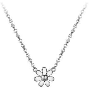 Cute Daisy Flower Pendant Necklace for Women Girls 925 Sterling Silver Dainty Small Cherry Blossom Link Charm Choker Chain Adjustable Necklaces Delicate Mothers Day Birthday Jewelry Gift Box 18 inch