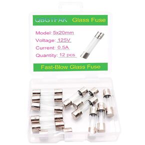 12 Pack F2.5AL125V 5x20 mm 2.5A 125 V Christmas Light Fuses 0.2x0.78 Inch 2.5A amp 125 Volt Max Glass Fuses Replacement for (2.5A)