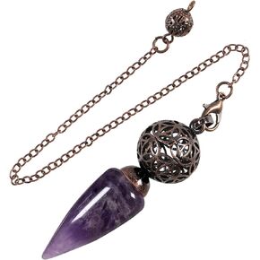 TUMBEELLUWA Conical Divination Dowsing Spirit Pendulum Chakra Healing Spiral Meditation Tool for Wicca Scrying Dowser, Black Obsidian