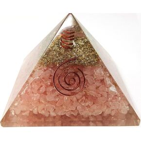 Auramore Rose Quartz Crystal Orgone Reiki Pyramid Kit/Includes 4 Crystal Quartz Energy Points/EMF Protection Meditation Yoga Energy Generator