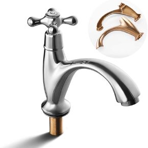 SKOWLL Single Cold Water Faucet Single Handle Bathroom Faucet 1 Hole Deck Mount Lavatory Basin Sink Faucet, Polished Chrome Finished