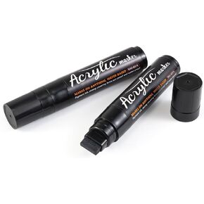 Graffiti Markers Black Paint Markers 15mm Jumbo Felt Tip 2 Pack Colored Tagging Markers Graffiti Supplies Acrylic Paint Markers Pens for Plastic, Wood, Rock, Metal and Glass