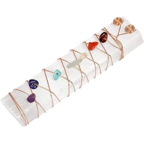 Rockcloud 3" Natural Selenite Stick Wire Wrapped 7 Chakra Stones Healing Stone Specimen Pack of 1