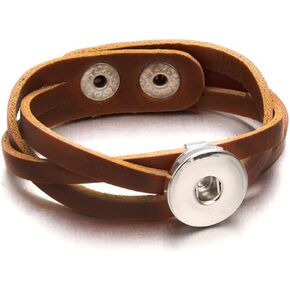 Choose a Color | Leather Snap Jewelry Ginger Charm Bracelet 8.5 inch Simple Weave Fits Women's 18MM 20MM Buttons