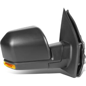 DNA MOTORING TWM-058-OE-T222-BK-CL-L Manual Factory Style Side Mirror w/LED Turn Signal Puddle Light Left Compatible with 15-18 F-150 with 8-Pin Plug