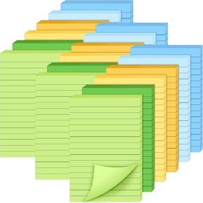 Outus 18 Packs Lined Sticky Notes 4 x 6 Inch Colorful Sticky Note Pads Lines Bright Ruled Self Sticky Pads Memos for Back to School Classroom Office Home Supplies 1200 Sheets, 6 Colors (Fresh Color)