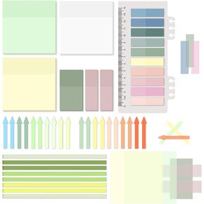 1920 Sheets Transparent Sticky Notes, Clear Tabs Long Highlighter Strips Page Markers for Books, Writable Annotation Index Flags Tapes for School Office Supplies (Multicolor Lined Set)