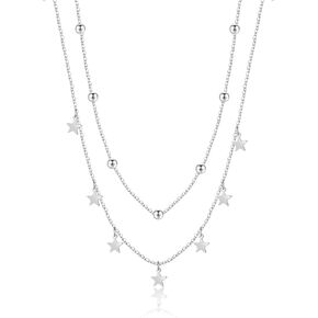 KURTCB Y2k Star Choker Necklace Statement Chunky Layered Rhinestone Star Fringe Tassel Choker Necklace Gothic Punk Jewelry for Women Girls