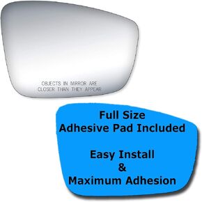 Mirror Glass + Full Size Adhesive Pad for Volkswagen Jetta, Beetle Passenger Side Replacement - 2 Options Offered Check Shape (2011 2012 2013 2014 2015 2016 2017 2018 2019 11 12 13 14 15 16 17 18 19)