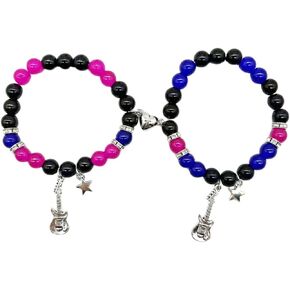Fuqimanman2020 Matching Bracelet for Couple Guitar Star Crown Bracelet Heart Stone Match Bracelets Friendship Relationship Distance Promise Bracelet Bff Jewelry Gifts