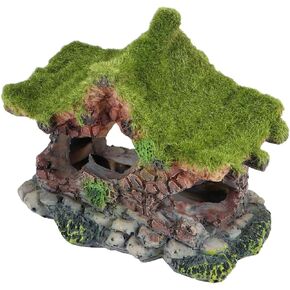 POPETPOP Aquarium Decoration House Resin Hollow Hideout House with Fish Tank Driftwood ornamet