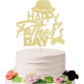 Happy Father's Day Cake Topper, For Party Decoration for Best Dad Ever Happy Father's Day Party Decorations Supplies Glitter. (golden)