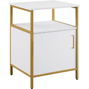 OSP Home Furnishings Modern Life طاولة المرافق المعاصرة وحامل الطابعة مع خزانة التخزين، أبيض