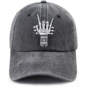 Skeleton Hand Hat for Men Women, Funny Adjustable Cotton Embroidered Guitar Music Lover Baseball Cap