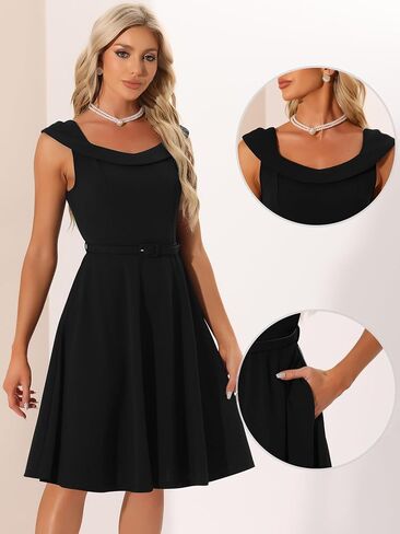 Allegra K Vintage 1950s Dress for Women's Retro Scoop Neck Cocktail Party Swing Dresses in Saudi Arabia