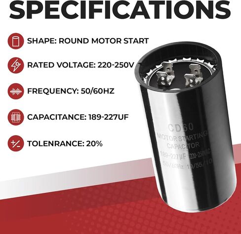 189-227 فائق التوهج/MFD 220-250 VAC ±20% CD60 مكثف بدء تشغيل المحرك الدائري 50/60 هرتز محرك كهربائي يعمل بالتيار المتردد من Kotoysoo in Kuwait