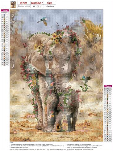 CEOVR Elephants Birds and Flowers Diamond Painting Kits for Adults & Kids DIY Diamond Art Paint with Round Diamonds Full Drill Gem Art Painting Kit for Home Wall Decor Gifts(12x16 inch/30x40 cm) in Saudi Arabia