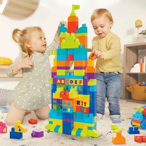 MEGA BLOKS First Builders Toddler Blocks Toys Set, Even Bigger Building Bag with 300 Pieces and Storage, Blue, Ages 1+ Years in Saudi Arabia