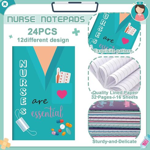 24 قطعة من دفاتر ملاحظات الممرضات الصغيرة بجيب الممرضات تقدر هدايا التمريض مجلة طبية لأسبوع التمريض طالب مساعد طبي التخرج مكتب فئة التقاعد لوازم هدايا التخرج in Kuwait