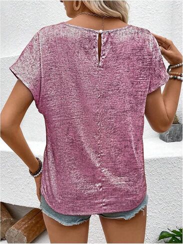 SOLY HUX Women's Round Neck Short Sleeve Blouse Classic Summer Shirt Tops in Saudi Arabia