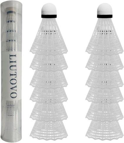 12 Pack Nylon Badminton Shuttlecocks Birdies Nylon Feather Shuttlecocks Badminton Birdies Great Stability ＆ Durability Indoor Outdoor Sports Hight Speed Training Badminton Balls（White） in Saudi Arabia