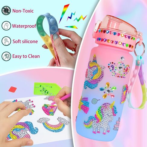 Decorate Your Own Water Bottle Kits for Girls Age 4-6-8-10-12, Unicorn Gem Diamond Painting Crafts, Arts and Crafts for Kids Ages 8-12, Birthday Gifts for Girls in Saudi Arabia