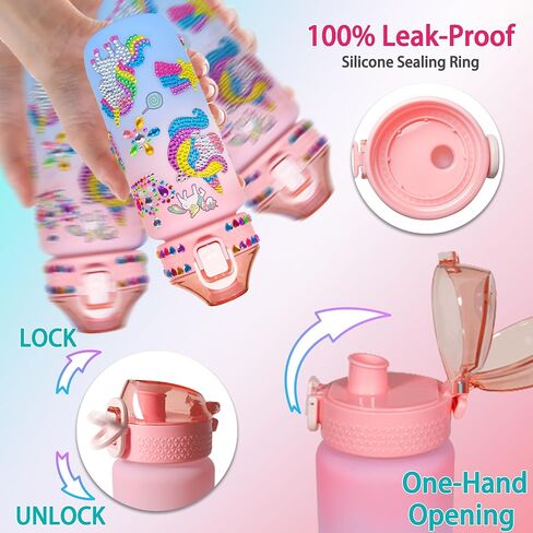Decorate Your Own Water Bottle Kits for Girls Age 4-6-8-10-12, Unicorn Gem Diamond Painting Crafts, Arts and Crafts for Kids Ages 8-12, Birthday Gifts for Girls in Saudi Arabia
