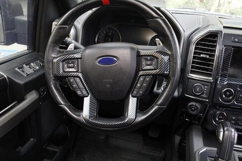 مجموعة زخارف غطاء من ألياف الكربون لعجلة القيادة لـ 2015 2016 2017 2018 2019 Ford F150 & 2017 2018 2019 F250 F350 Super Duty Accessories (ألياف الكربون) in Saudi Arabia