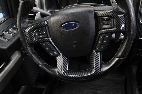 مجموعة زخارف غطاء من ألياف الكربون لعجلة القيادة لـ 2015 2016 2017 2018 2019 Ford F150 & 2017 2018 2019 F250 F350 Super Duty Accessories (ألياف الكربون) in Saudi Arabia