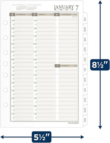 AT-A-GLANCE 2025 Planner Refill, Weekly & Monthly, 5-1/2" x 8-1/2", Desk Size, Loose-Leaf (481-285Y-25) in Saudi Arabia