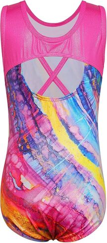 TFJH E Gymnastics Leotards for Girls Ballet Dancewear Practice Outfits Cross Back One Piece 3-12Y in Kuwait