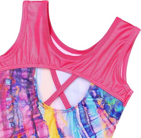 TFJH E Gymnastics Leotards for Girls Ballet Dancewear Practice Outfits Cross Back One Piece 3-12Y in Kuwait