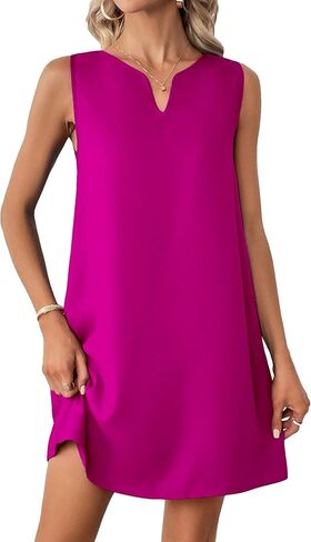 WDIRARA Women's Notched V Neck Sleeveless Mini Tank Dress Casual Dresses in Saudi Arabia