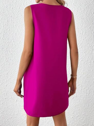 WDIRARA Women's Notched V Neck Sleeveless Mini Tank Dress Casual Dresses in Saudi Arabia