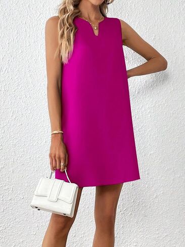 WDIRARA Women's Notched V Neck Sleeveless Mini Tank Dress Casual Dresses in Saudi Arabia