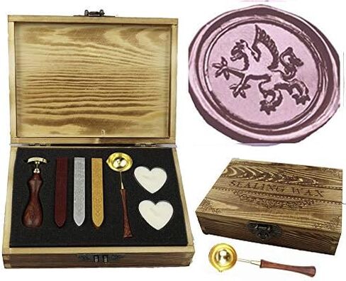 MNYR Vintage Bear Elegant Wooden Box Wax Seal Sealing Stamp Wedding Invitations Gift Stationary Envelope Embellishment Custom Wax Seal Sticks Wooden Handle Melting Spoon Heart Candle Gift Box Set in Saudi Arabia