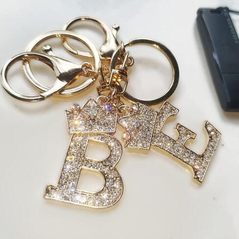 Letter Keychain for Women,Initial Letter Keychain with Rhinestone,A-Z Alphabet Keyrings Metal Letter Keychain in Saudi Arabia