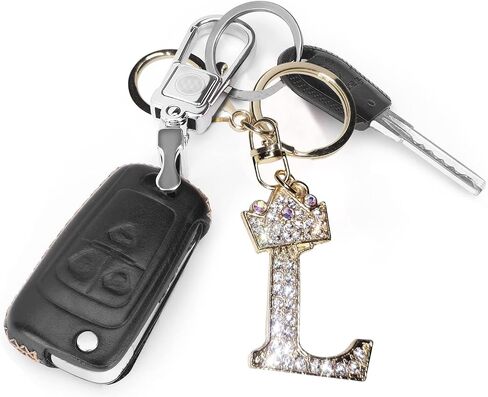 Letter Keychain for Women,Initial Letter Keychain with Rhinestone,A-Z Alphabet Keyrings Metal Letter Keychain in Saudi Arabia